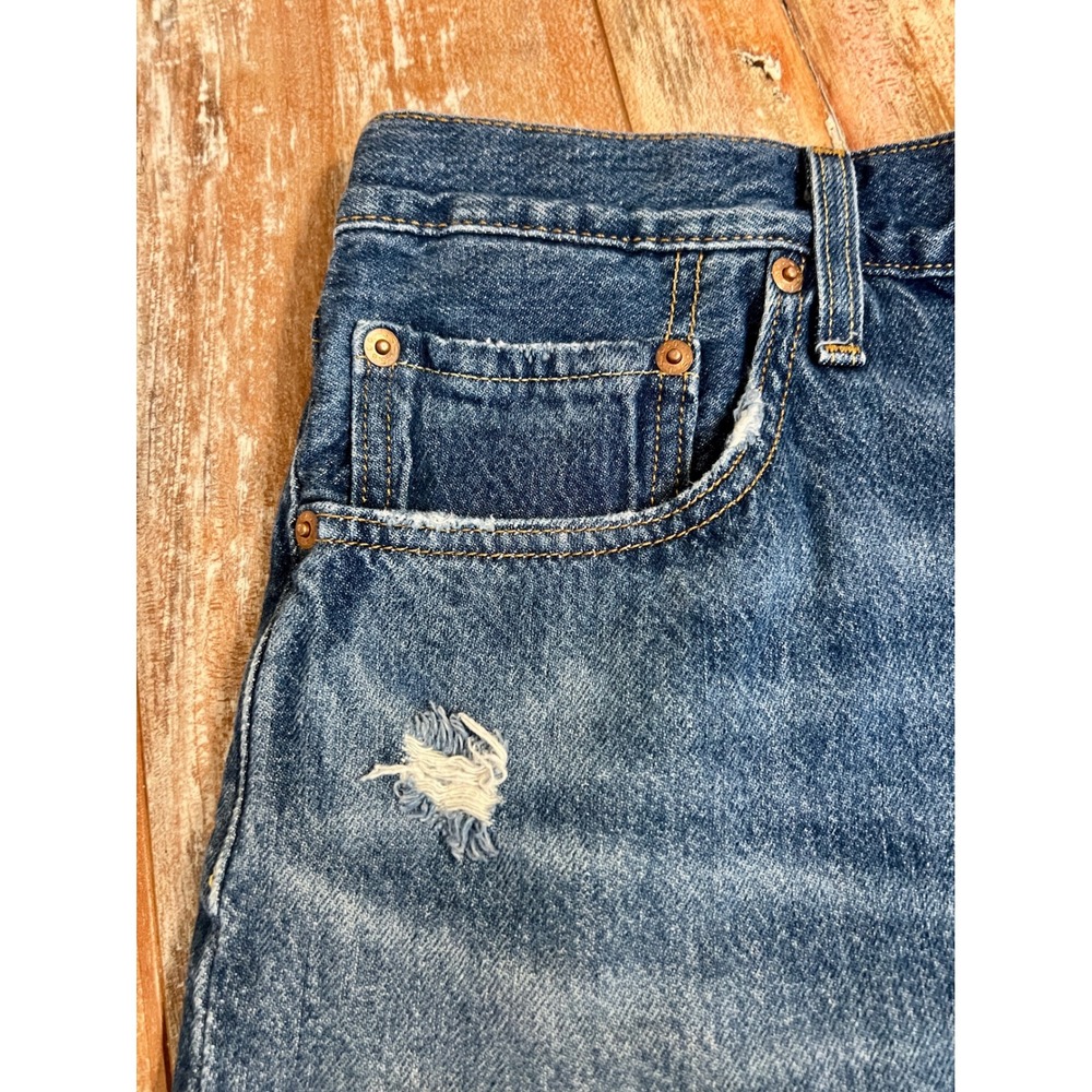 Levis 501 Original Distressed Denim Cut Off Shorts Medium Wash Blue W31 - Picture 5 of 11